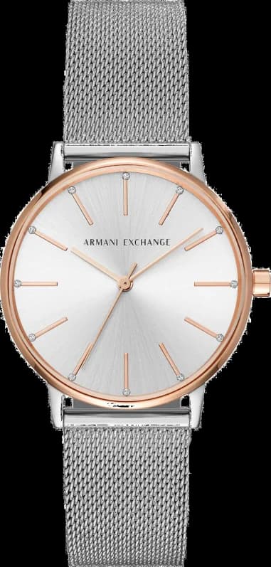 Armani Exchange AX5537 montre femme, cadran argenté et bracelet milanaise