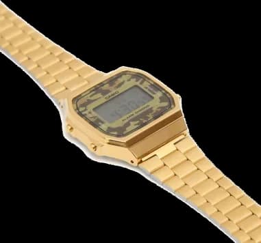 Casio A168WEGC-3EF côté fond de boîtier or