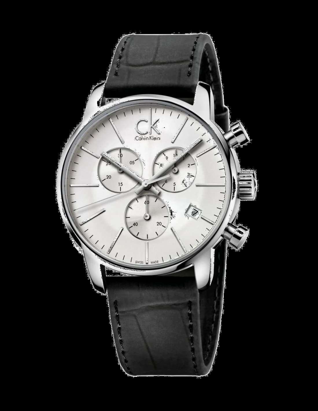 Calvin Klein K2G271C6 montre homme, cadran argent et bracelet cuir noir