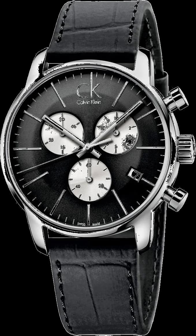 Calvin Klein K2G271CX montre homme, chronographe, cadran noir, cuir noir