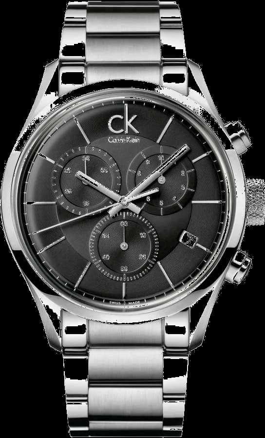 Calvin Klein K2H27104 montre homme, chronographe cadran noir et bracelet acier