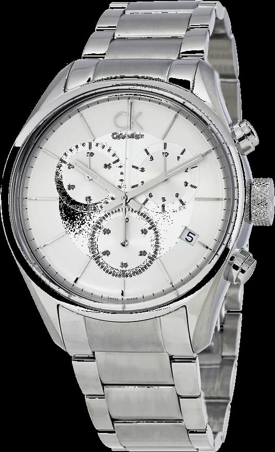 Calvin Klein K2H27126 montre homme, chronographe cadran argent et bracelet acier