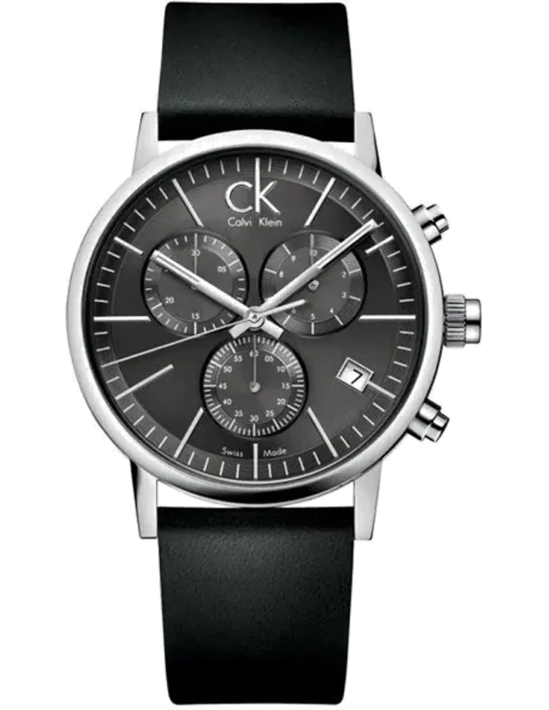 Calvin Klein K7627107 montre homme, cadran noir et bracelet cuir noir