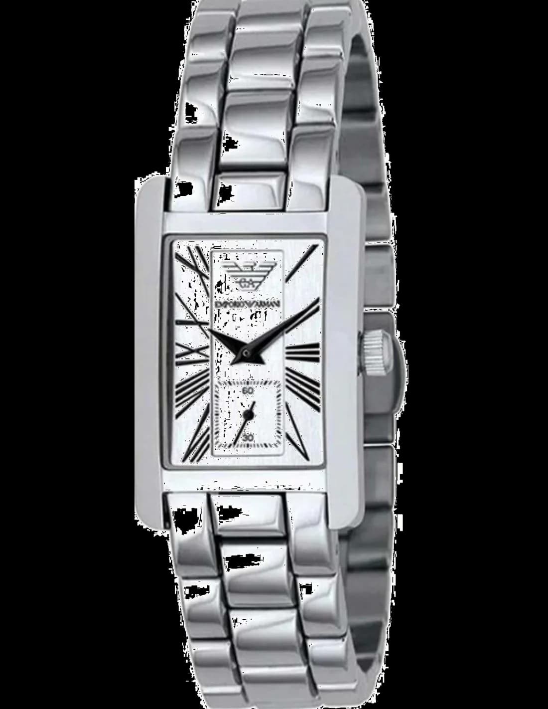 Emporio Armani AR0146 montre femme, au cadran argenté et boîtier rectangulaire