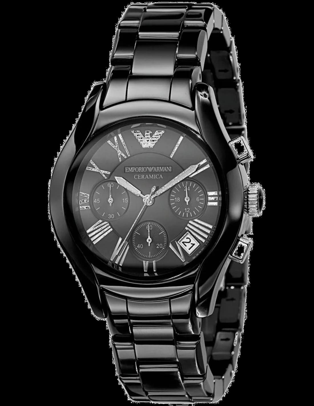 Emporio Armani AR1401 montre femme, au cadran noir et bracelet céramique noir