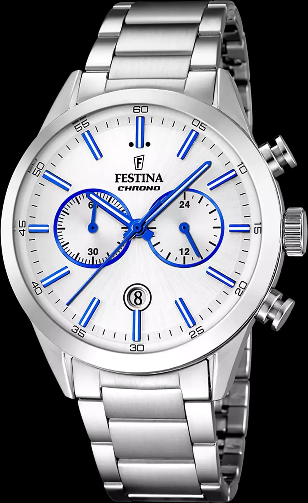 Festina F16826/A montre homme, cadran argenté, boîtier acier, bracelet métal assorti