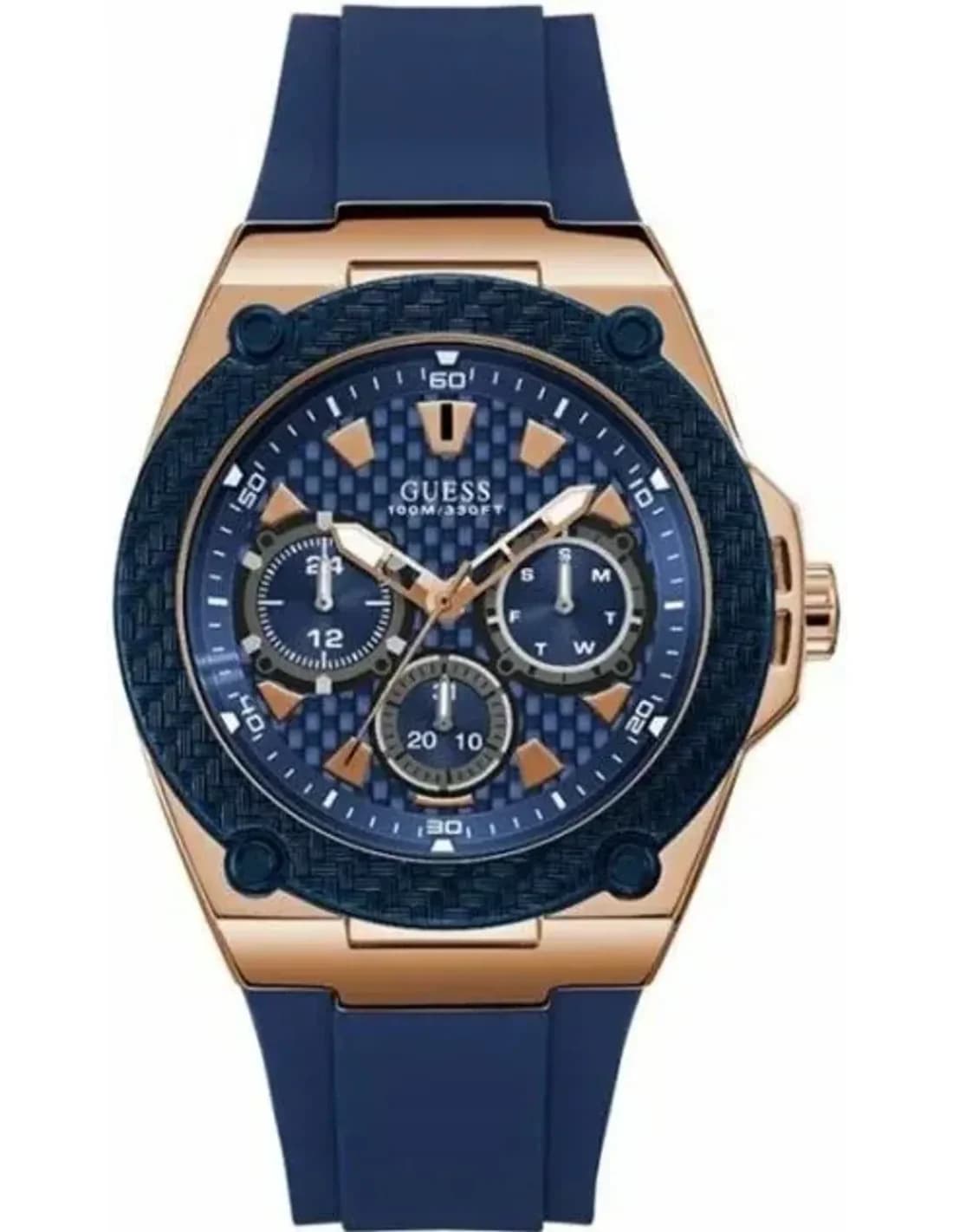 Guess Collection W1049G2 montre homme, cadran bleu, bracelet silicone sport
