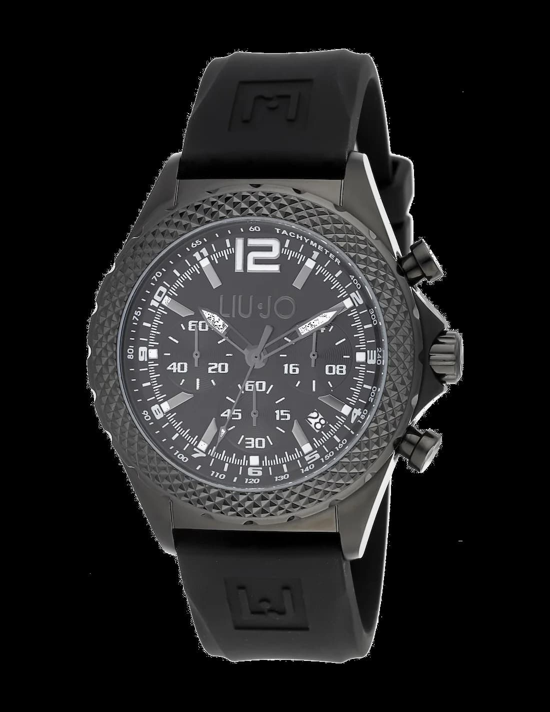 Liu Jo Luxury TLJ832 montre homme, au cadran noir et bracelet silicone noir