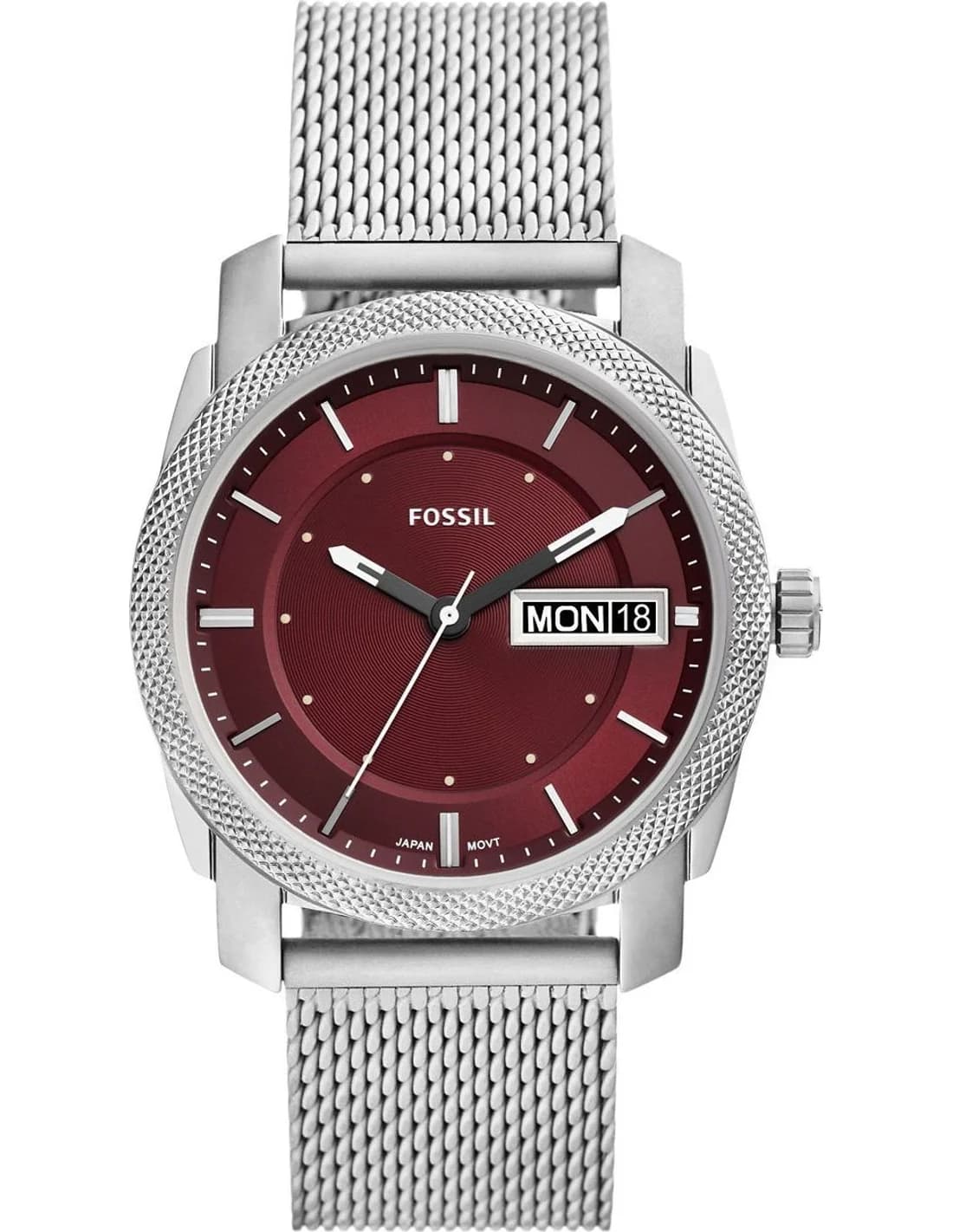 Montre Fossil FS6014 homme cadran bordeaux bracelet acier