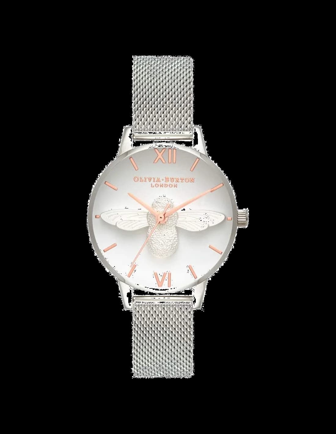 Olivia Burton OB16AM146 montre femme, cadran blanc, maille milanaise acier