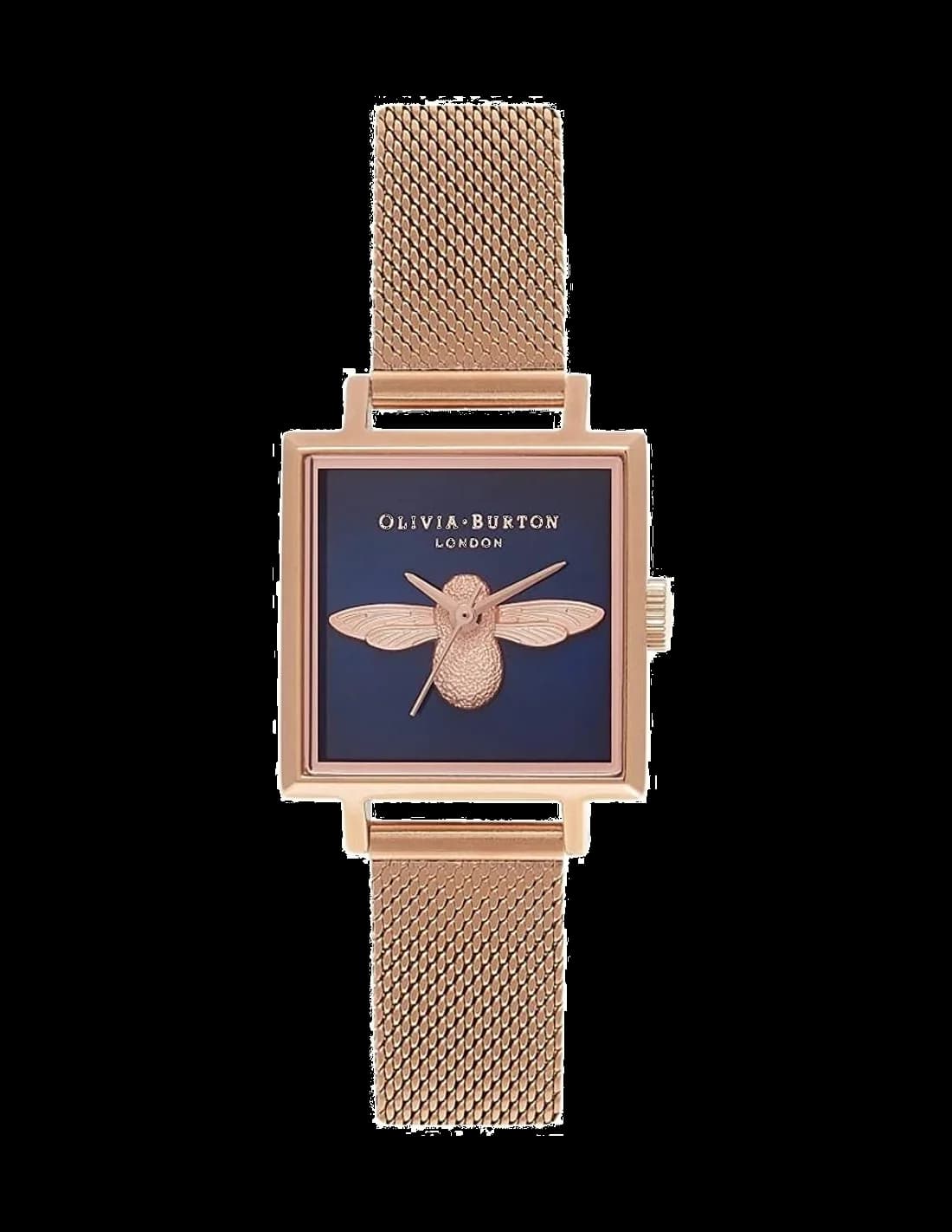 Olivia Burton OB16AM96 montre femme, cadran noir et bracelet maille milanaise