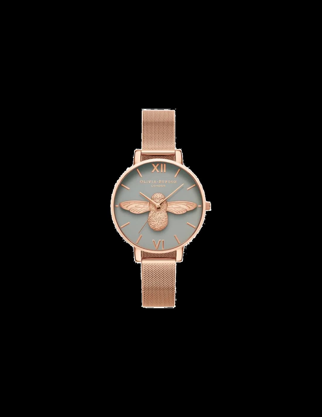 Olivia Burton OB16EX116 montre femme, cadran blanc, maille milanaise or rosé