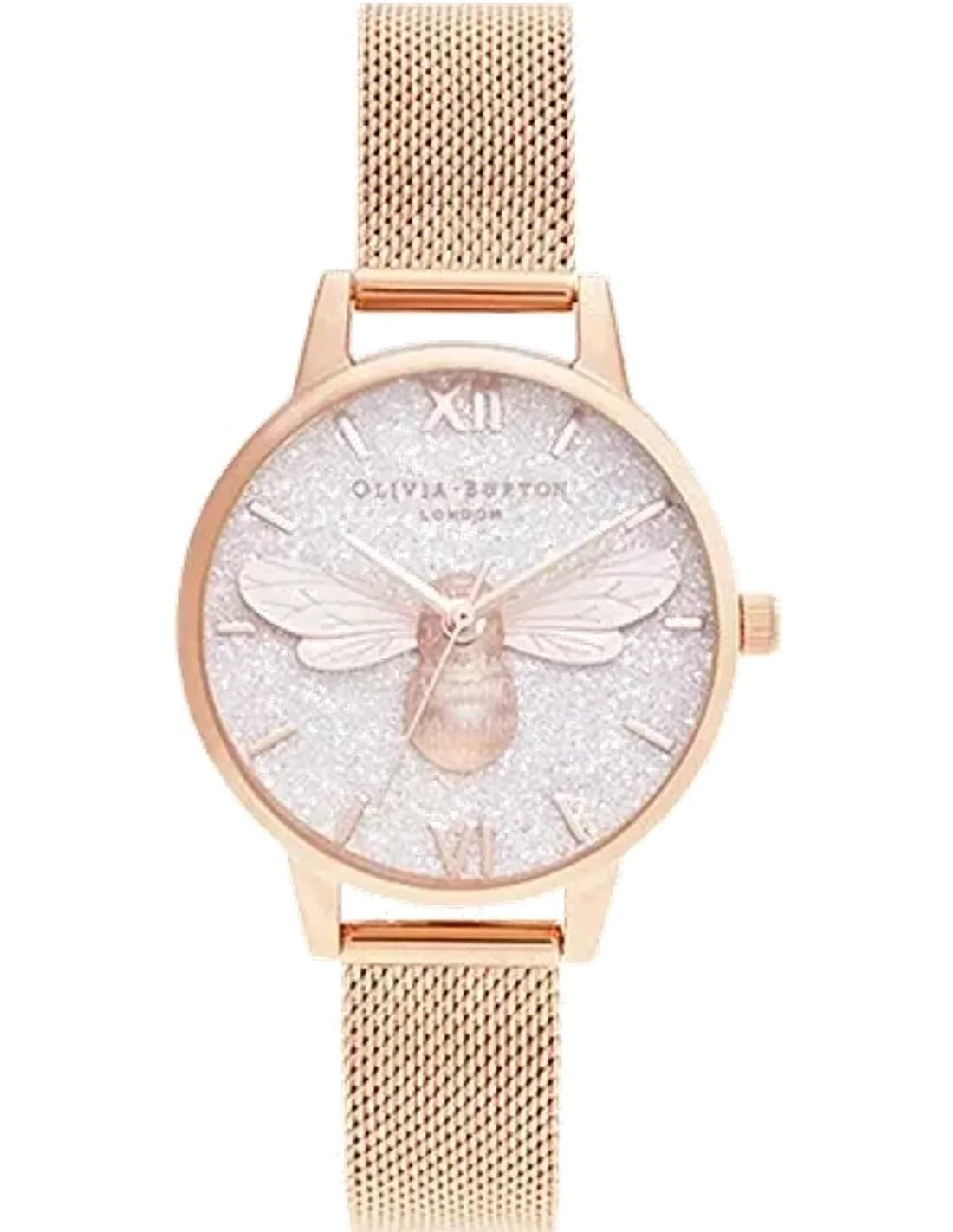 Olivia Burton OB16FB04 montre femme, cadran pailleté gris boîtier acier