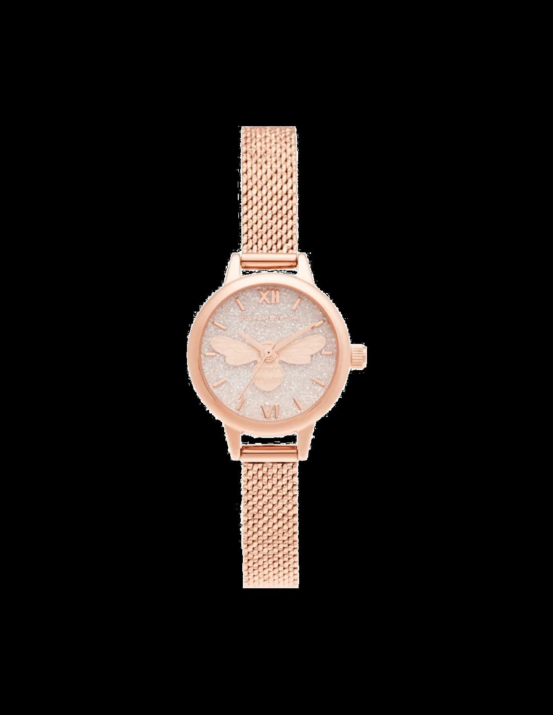 Olivia Burton OB16FB15 montre femme, cadran deep sea pailleté, bracelet acier or rose