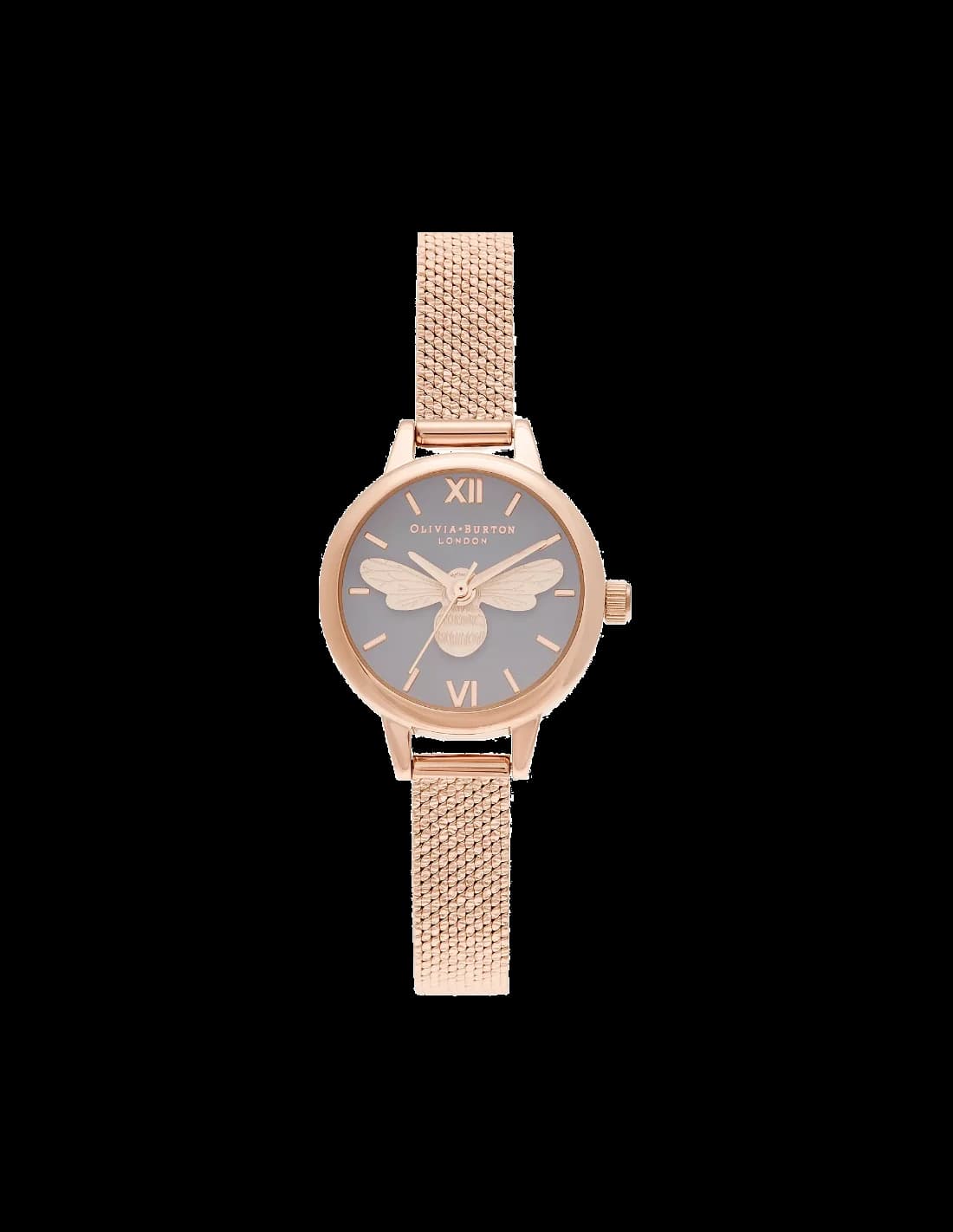 Olivia Burton OB16MC54 montre femme, cadran gris avec abeille 3D, bracelet acier