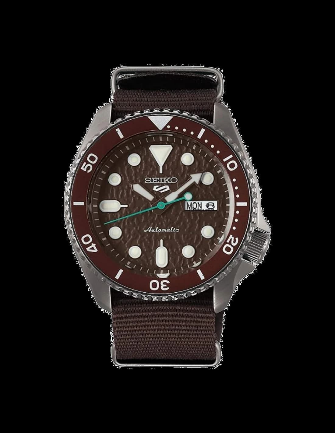 Seiko SRPD85K1 montre homme, cadran marron, bracelet textile marron