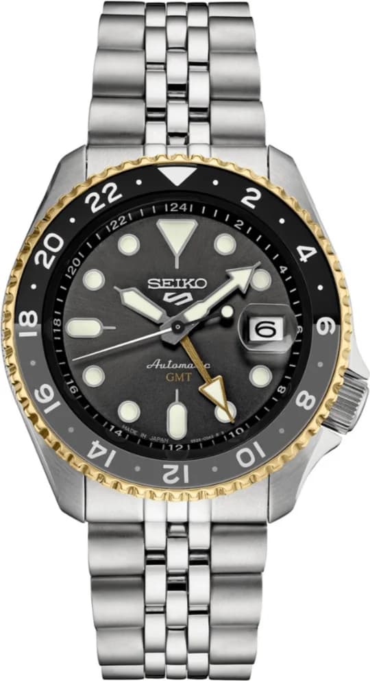 Seiko SSK021K1 montre homme, noir sur bracelet acier 20mm lunette noire et grise