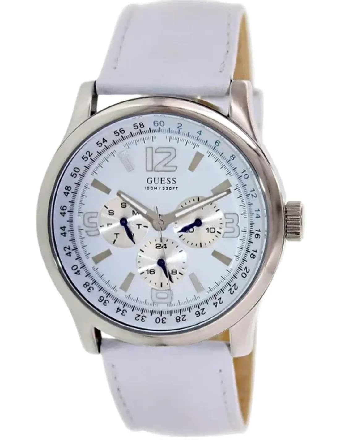 Montre Guess Femme Waterpro U95101G3 Bracelet En Cuir Blanc