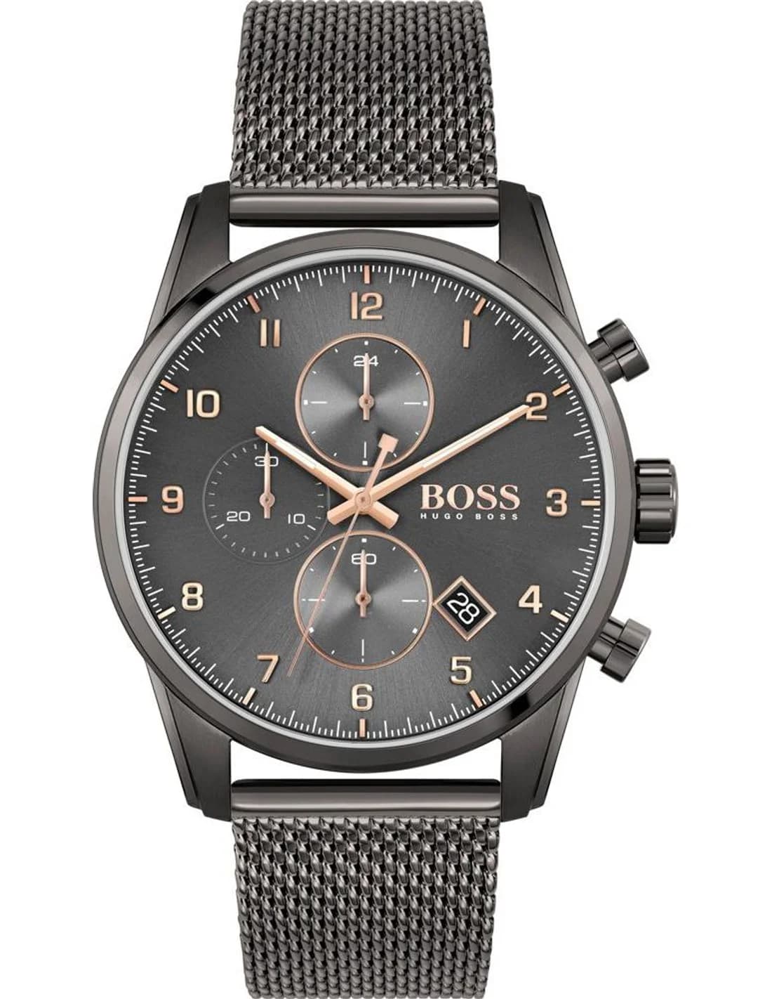 Hugo Boss 1513837 montre homme, cadran argent, bracelet maille milanaise