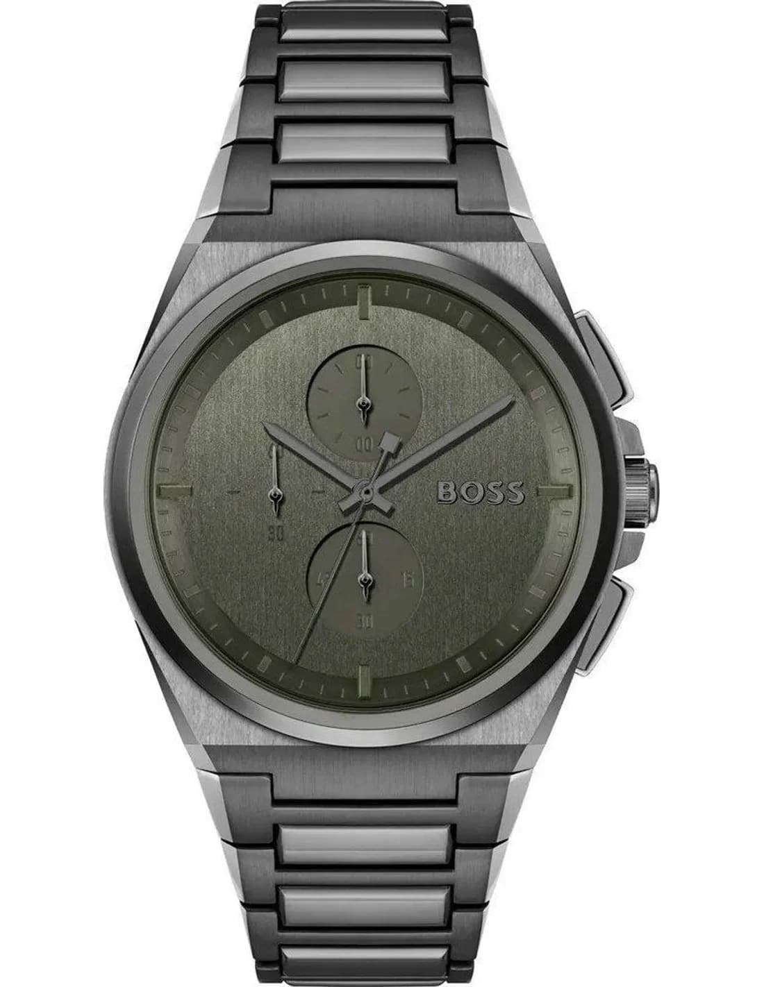 Hugo Boss 1514045 montre homme, cadran vert, bracelet maillons acier