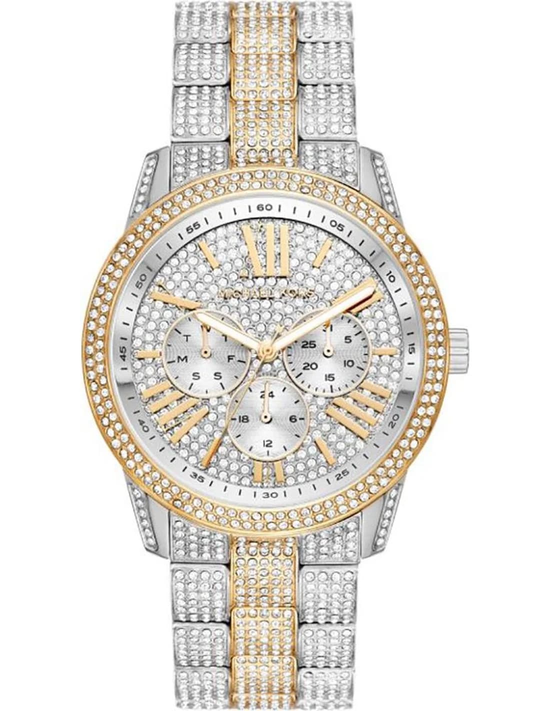 Michael Kors MK6934 montre femme, cadran argent, bracelet acier bicolore
