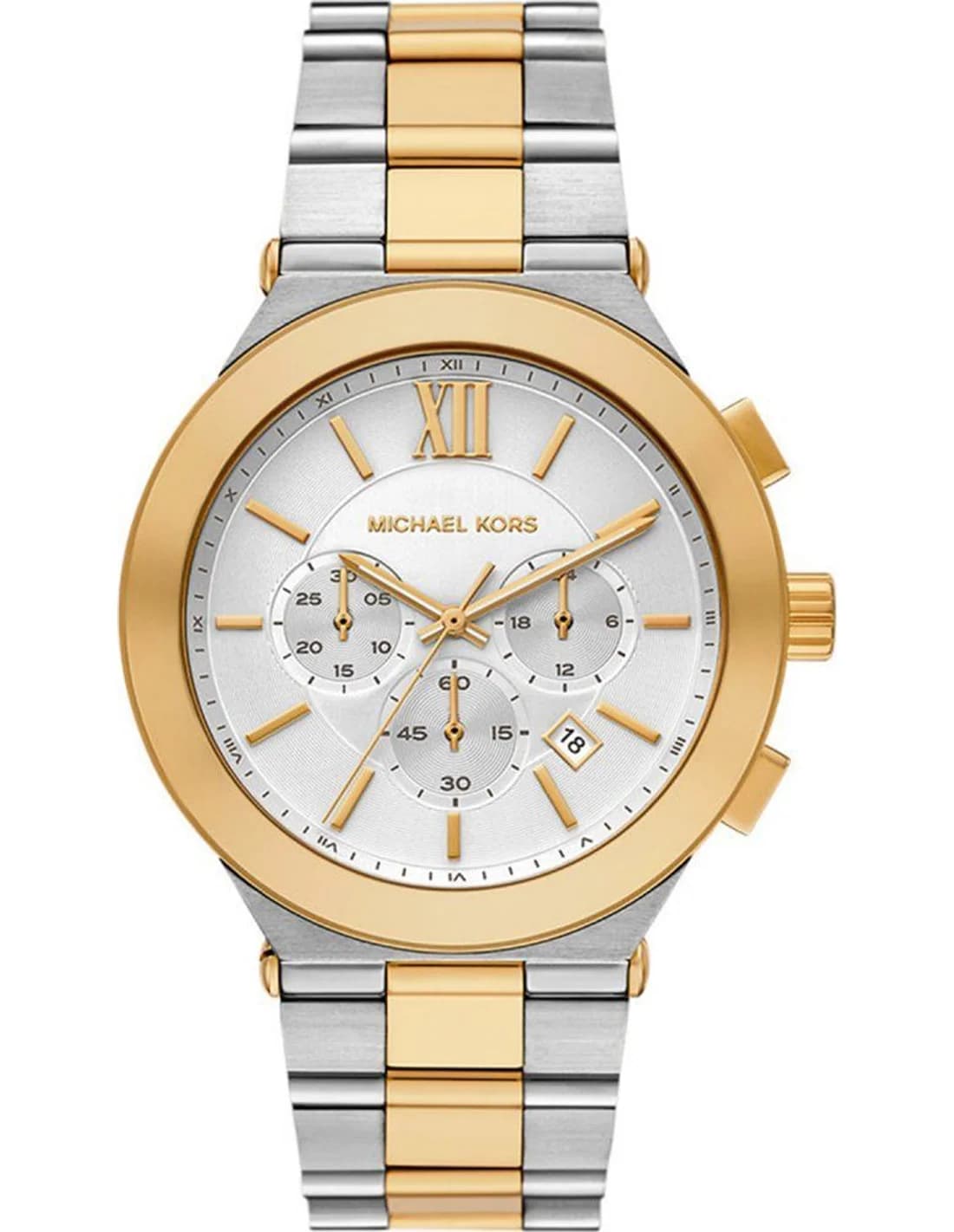 Michael Kors MK9221 montre homme, cadran argenté, bracelet acier bicolore