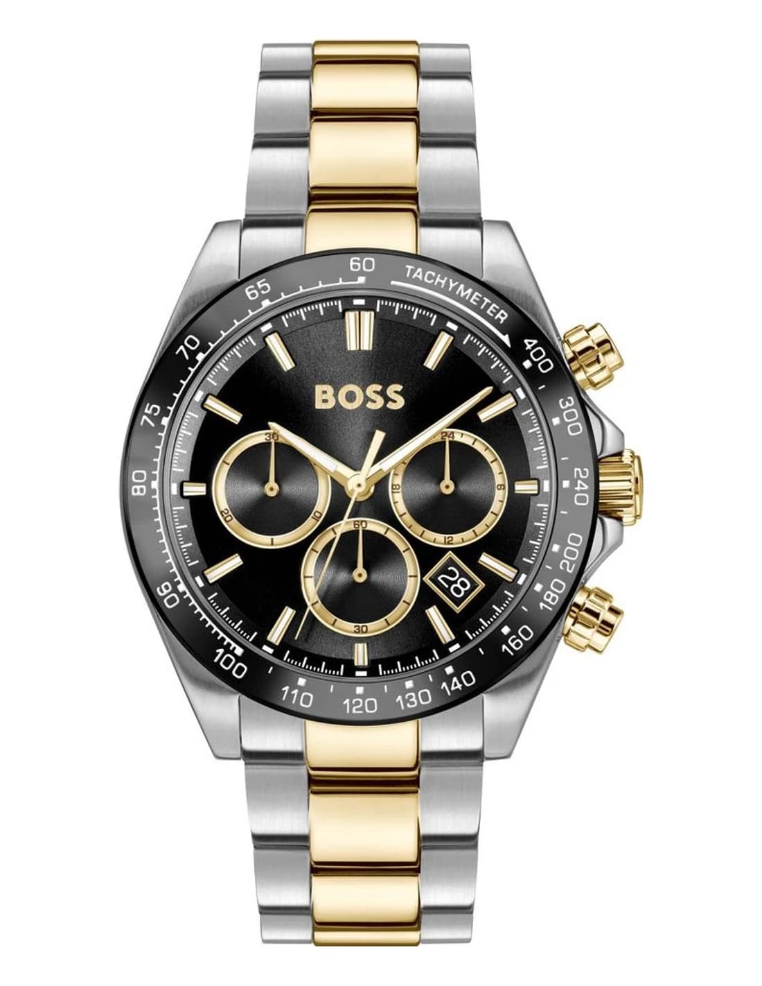 Hugo Boss 1514269 montre homme, cadran noir avec bracelet bicolore