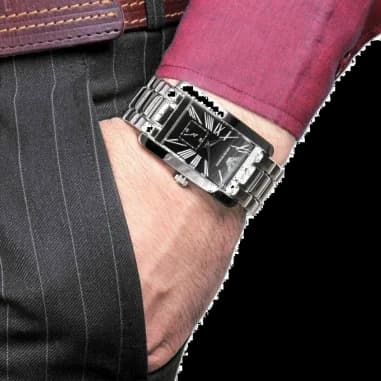 Montre Emporio Armani AR0156 Rectangulaire Acier Cadran Noir vue 2