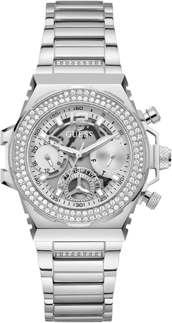 Montre Guess Fusion GW0552L1 femme argentée, bracelet maillons acier