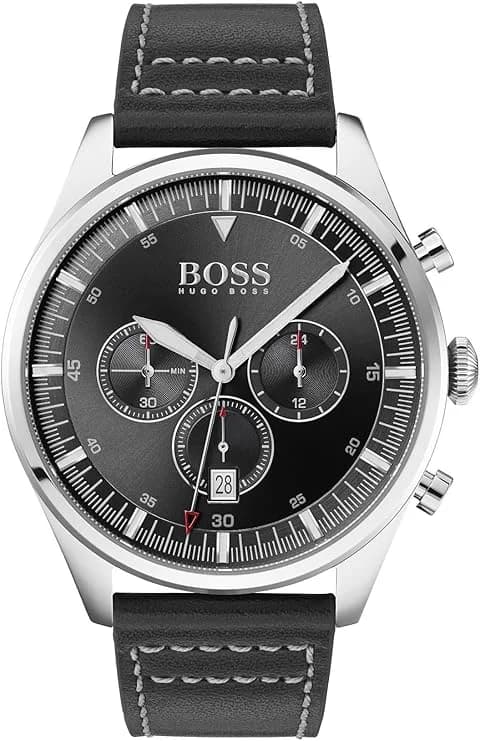 Hugo Boss 1513708 montre homme, au cadran noir et bracelet cuir