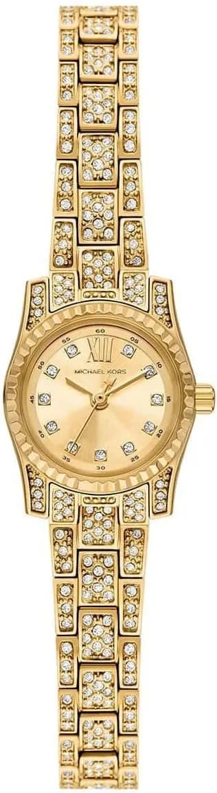 Michael Kors MK4980 montre femme, cadran doré, bracelet maillons acier, design compact