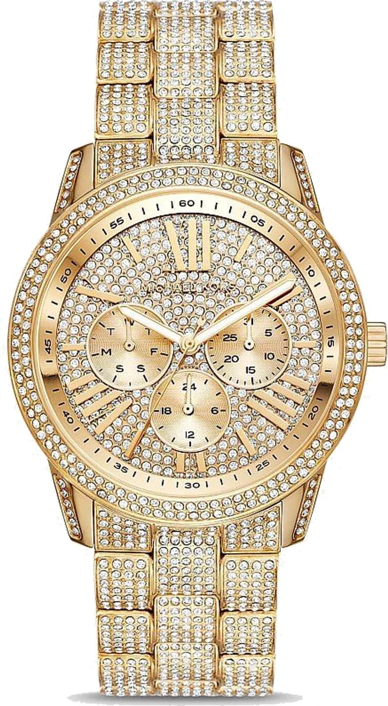 Michael Kors MK6789 montre femme, cadran doré, bracelet maillons acier, style sophistiqué