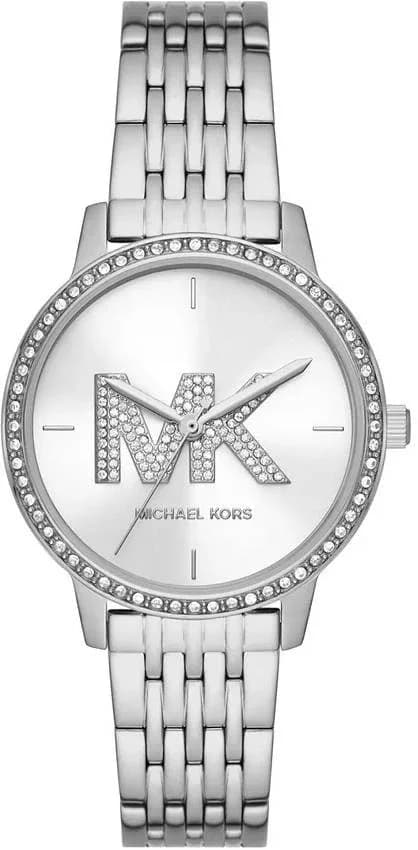 Michael Kors MK1055 montre femme, cadran blanc, bracelet acier