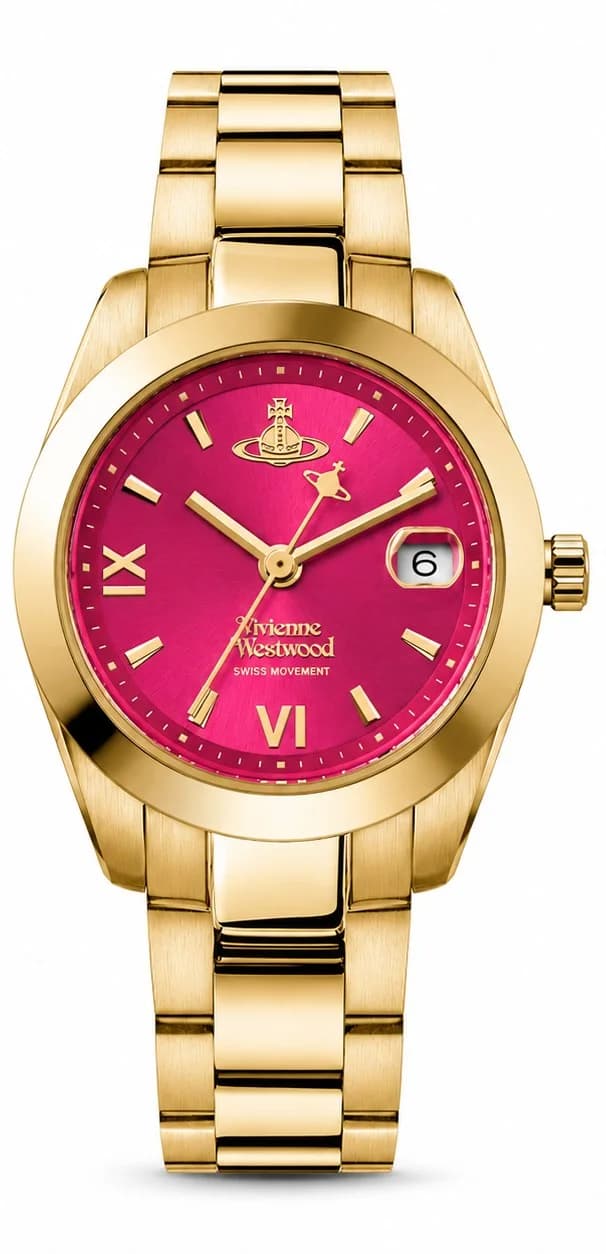 Vivienne Westwood Fenchurch VV292RRGD — montre femme cadran rose, bracelet doré — élégance minimaliste