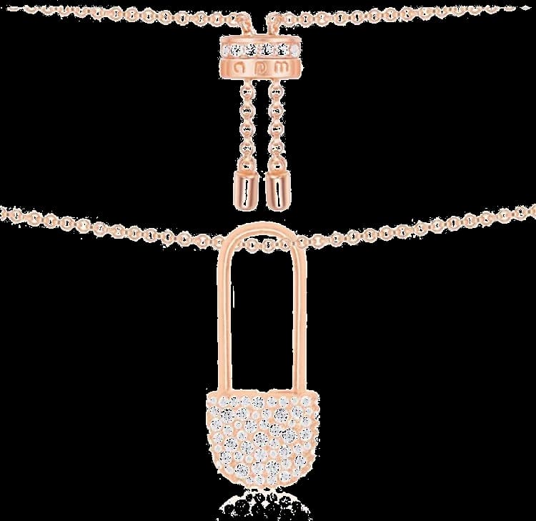 Collier APM Monaco épingle à nourice plaqué or rose micropavé de zirconium
