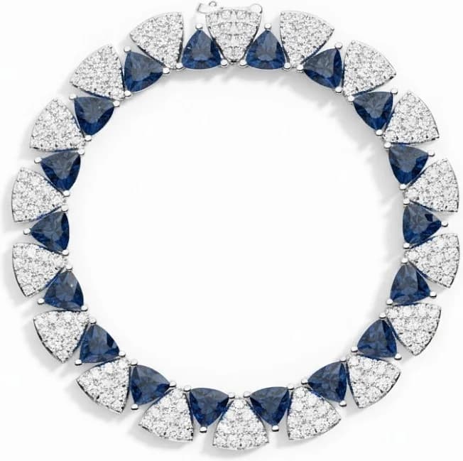 Bracelet APM Monaco Festival argent 925 triangles pierres bleues et zirconiums blancs
