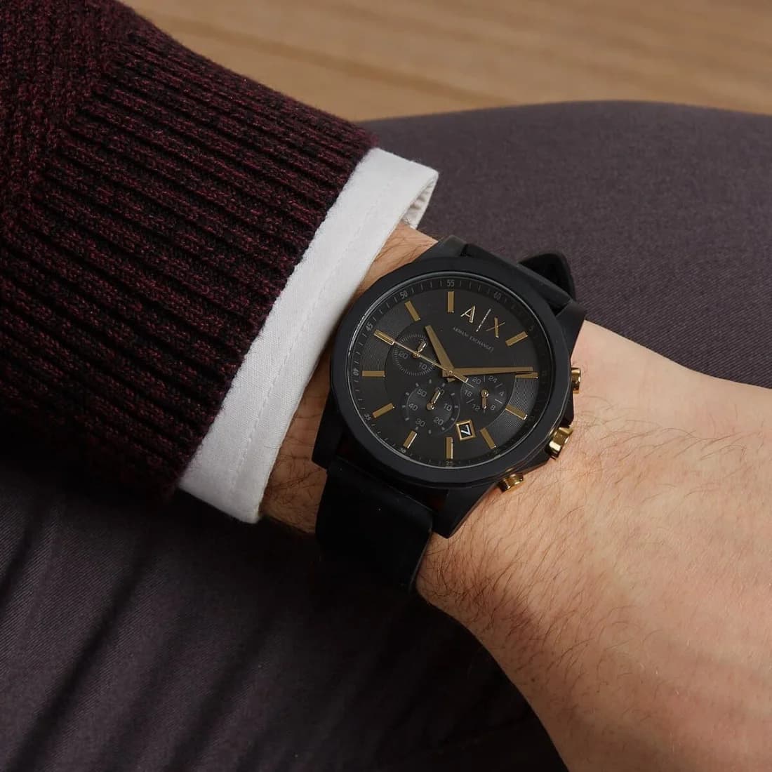 Montre Homme Armani Exchange AX7105 Bracelet Silicone Noir vue 5