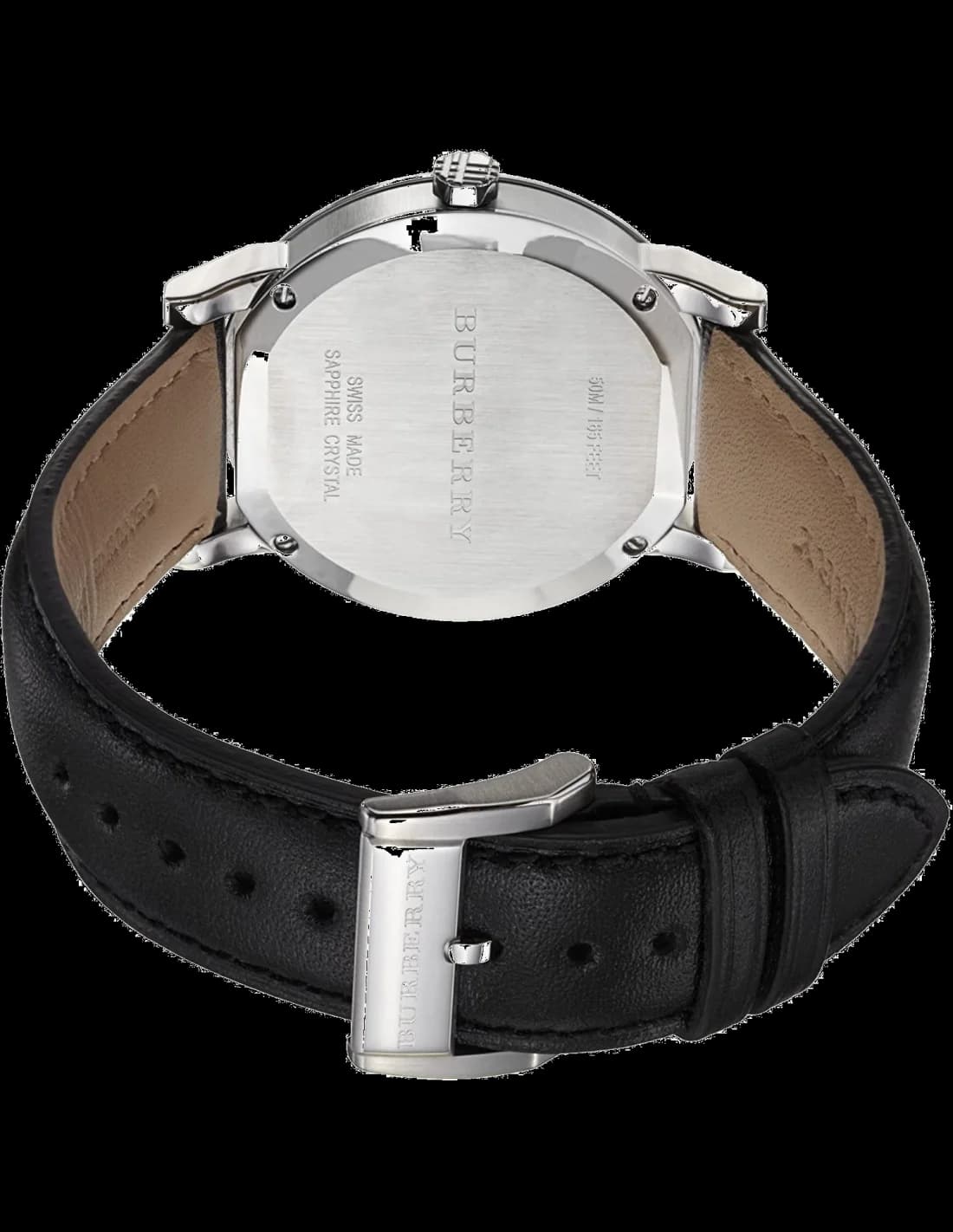 Burberry BU9009 Round Black Leather Strap Men's Watch vue 2