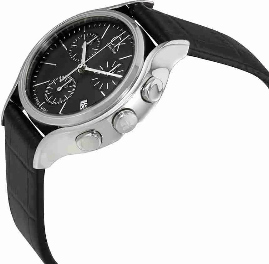Calvin Klein K2U291C1 Chronograph Black Leather Swiss Made Women's Watch vue 2