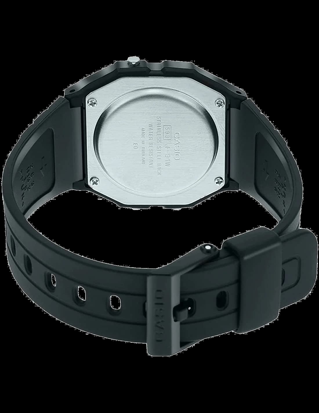 Montre Casio F-91W-3SDG à Affichage Digital et Bracelet en Silicone Noir vue 3