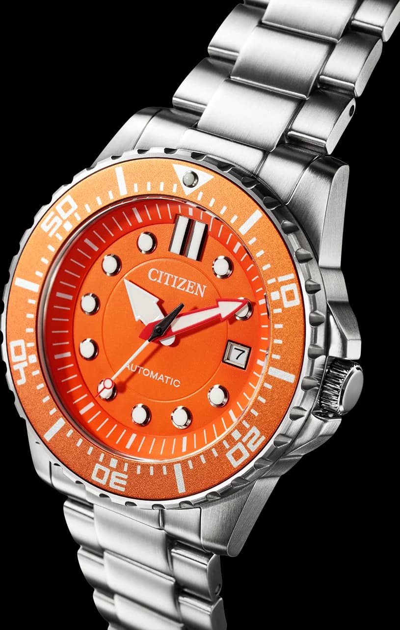Citizen NJ0128-80X Automatic Orange Dial Sport Watch in Steel vue 2