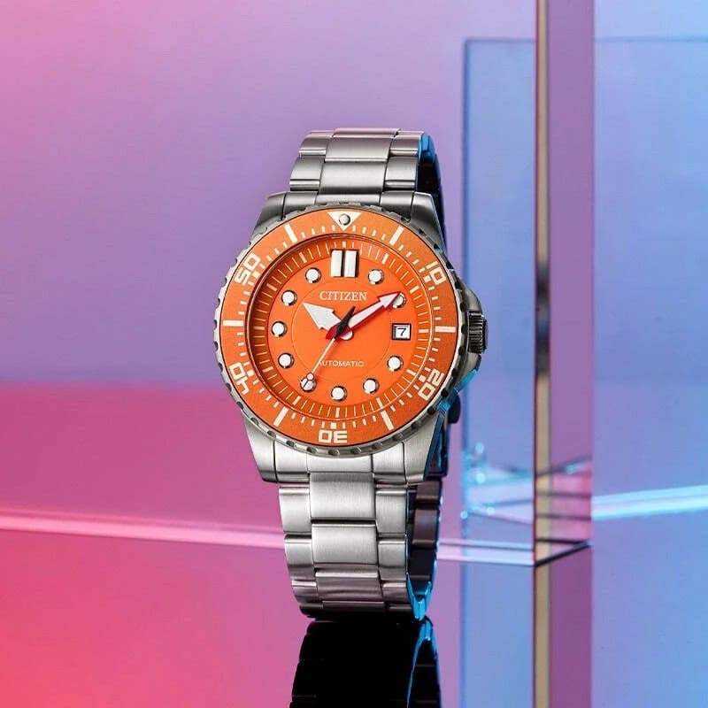 Citizen NJ0128-80X Automatic Orange Dial Sport Watch in Steel vue 5