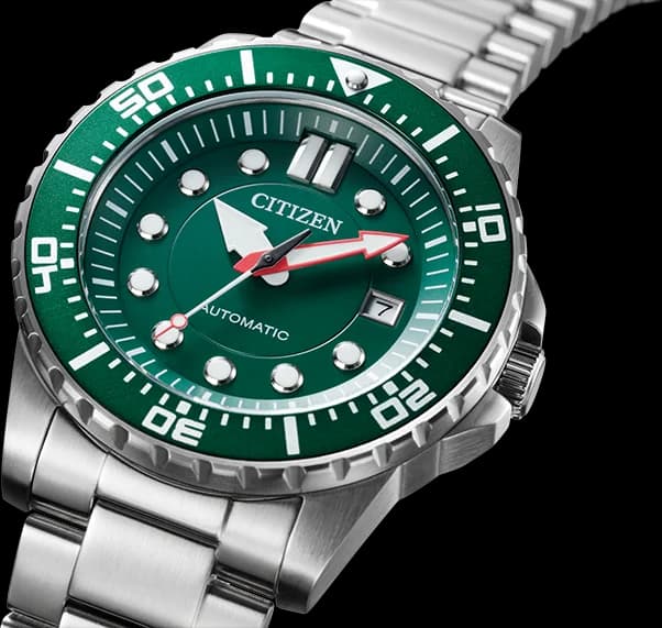 Citizen NJ0129-87X Automatic Green Dial Stainless Steel Men's Watch vue 2