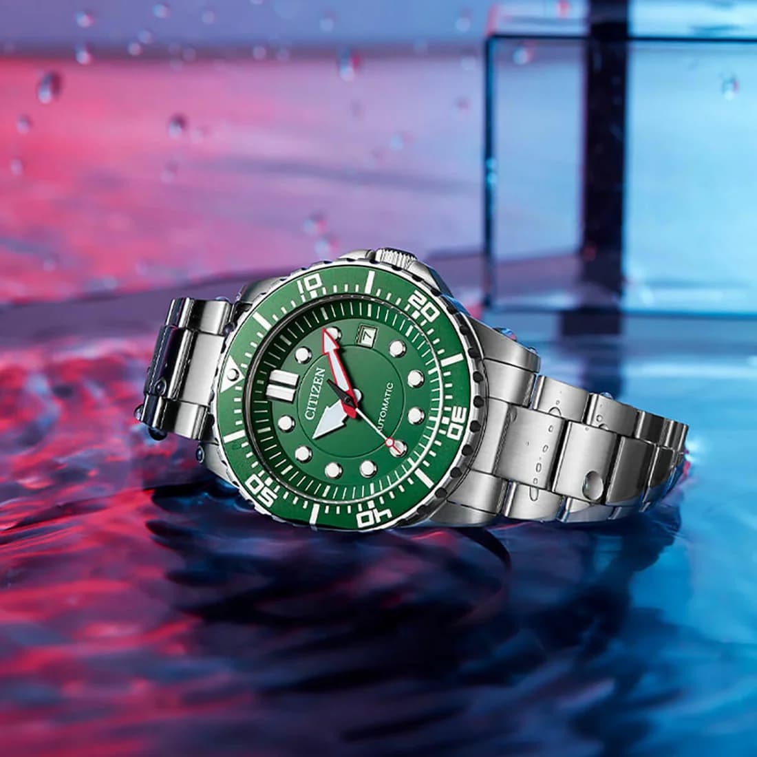 Citizen NJ0129-87X Automatic Green Dial Stainless Steel Men's Watch vue 5