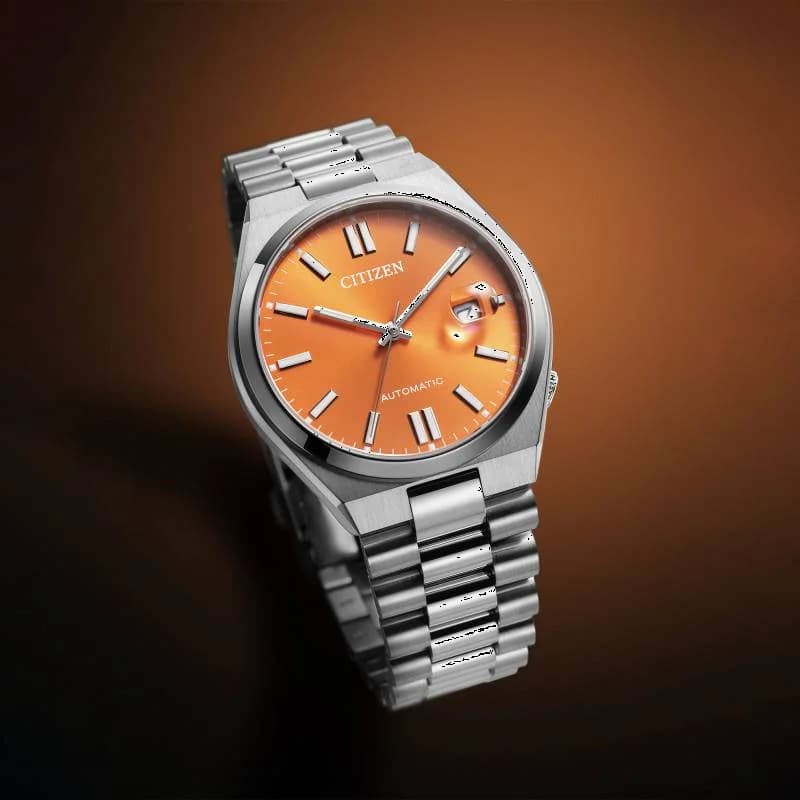 Citizen NJ0151-88Z Automatic Orange Dial Stainless Steel Bracelet Watch vue 5