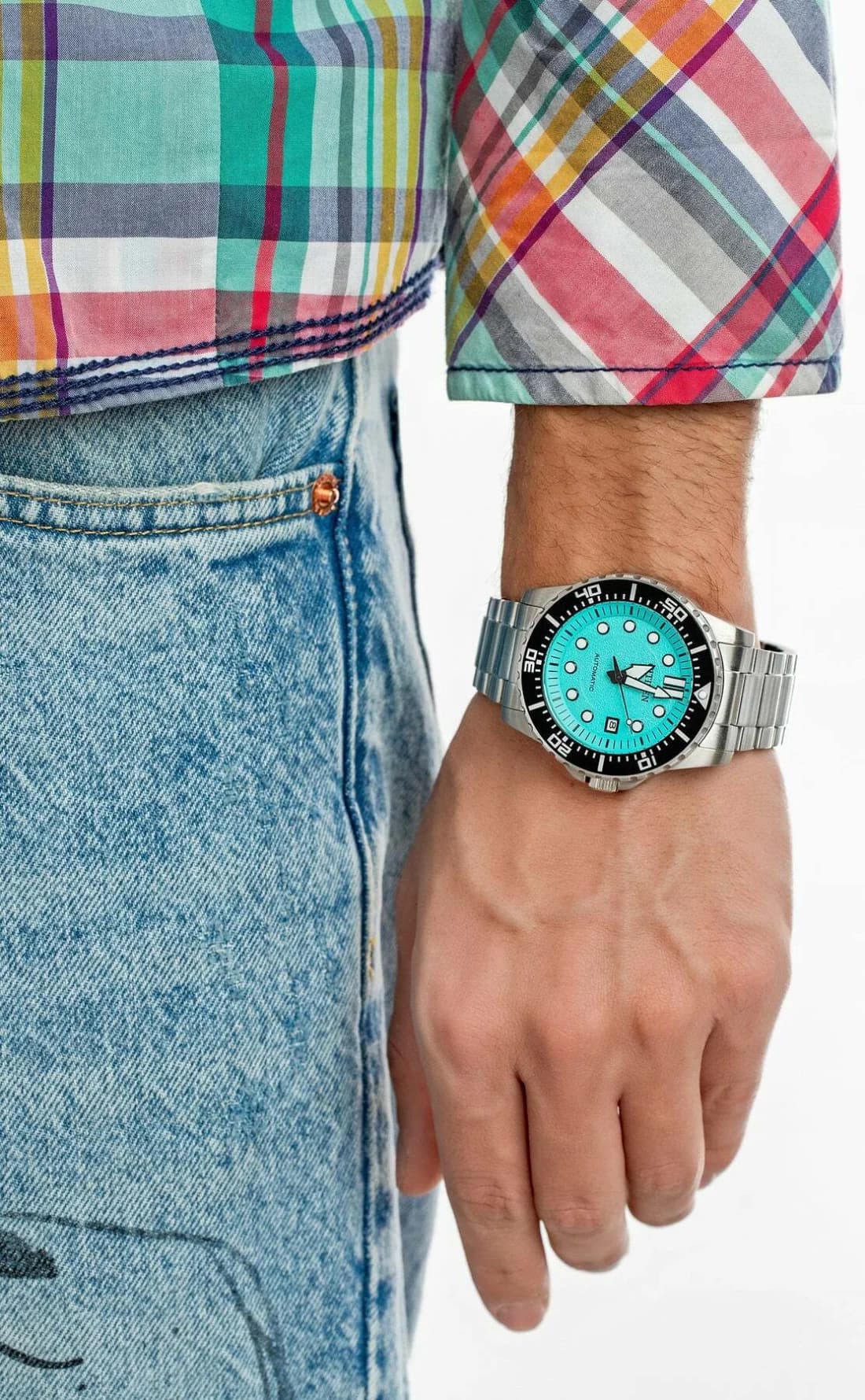 Citizen NJ0170-83X Automatic Steel Tiffany Blue Dial Men's Watch vue 5