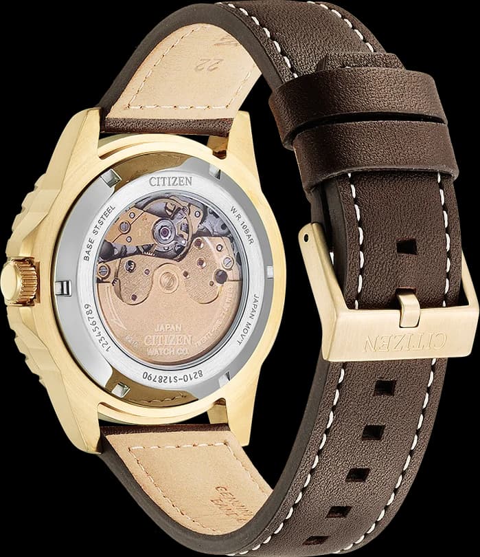 Citizen NJ0173-18X Automatic Green Dial and Brown Leather Watch vue 2
