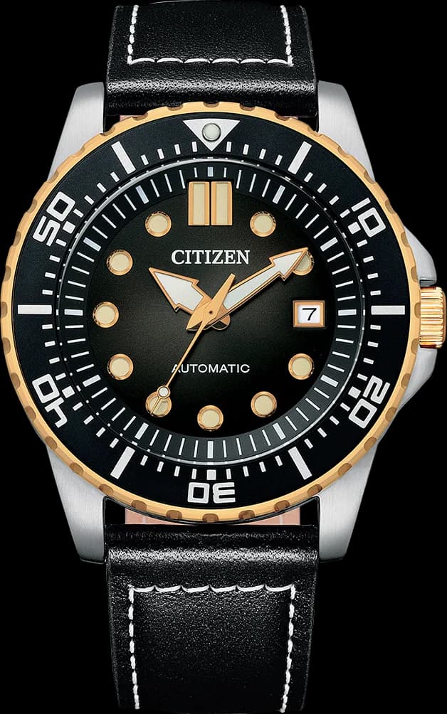 Citizen NJ0176-10E Automatic Sport Watch with Black Dial and Leather Strap