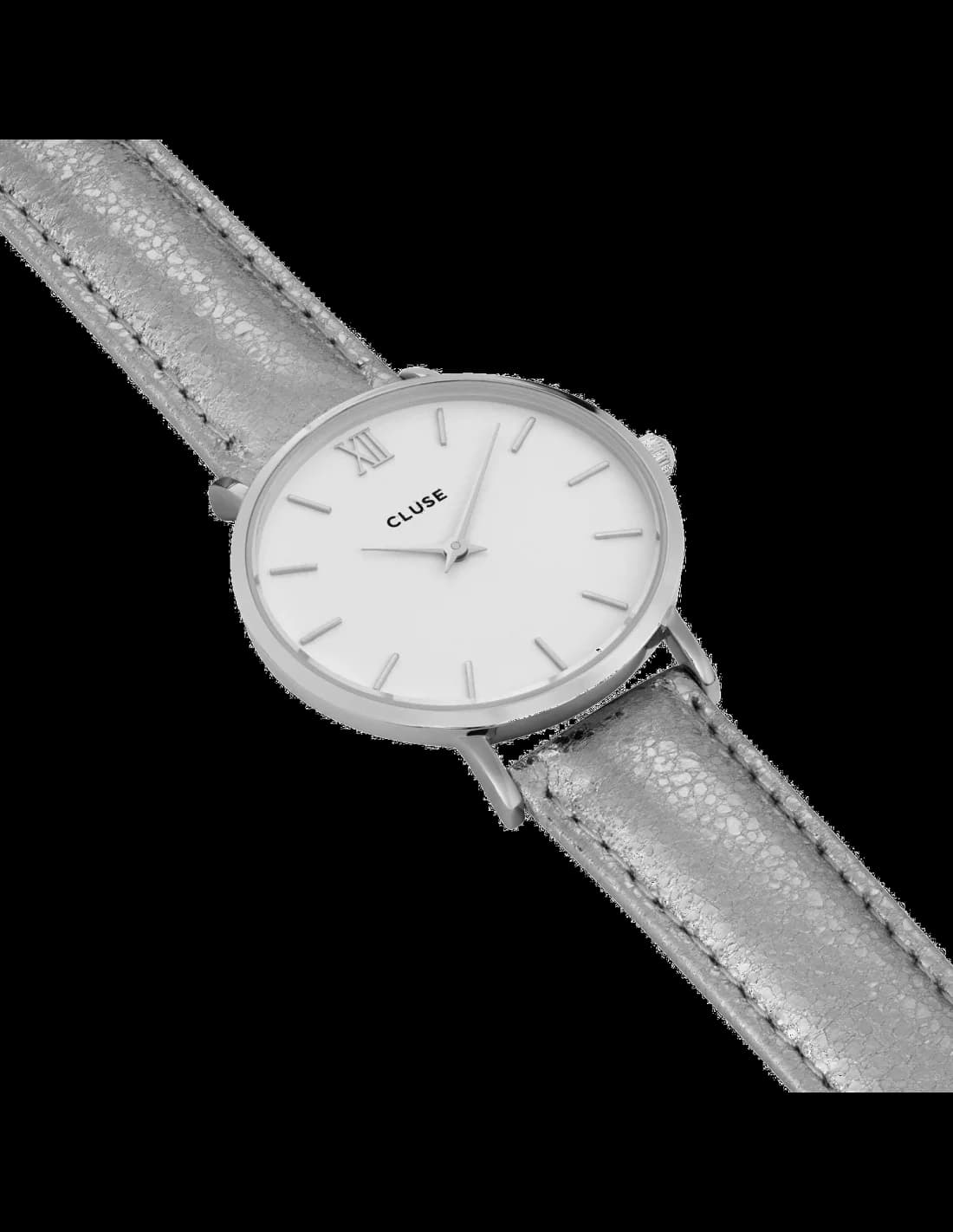 Montre Cluse Minuit CL30039 Bracelet cuir gris électrique vue 2