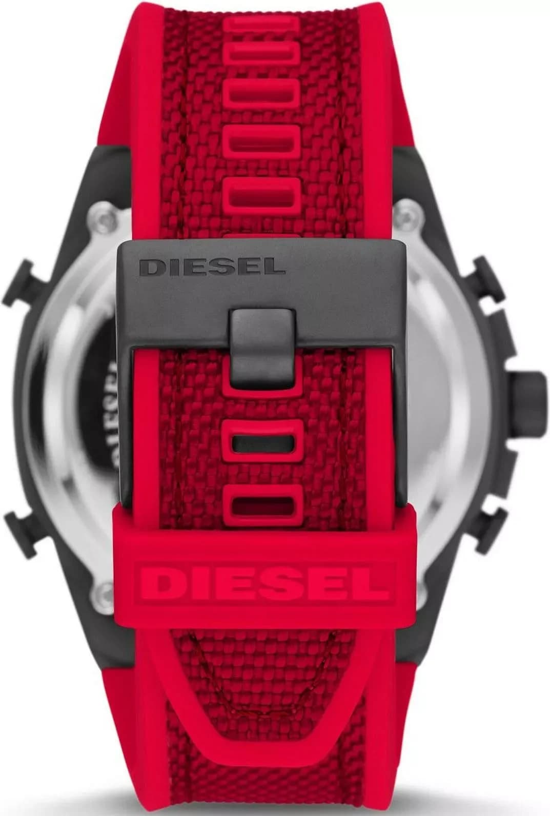 Diesel Mega Chief DZ4551 Red Nylon and Silicone Strap Multifunction Dial Men's Watch vue 3